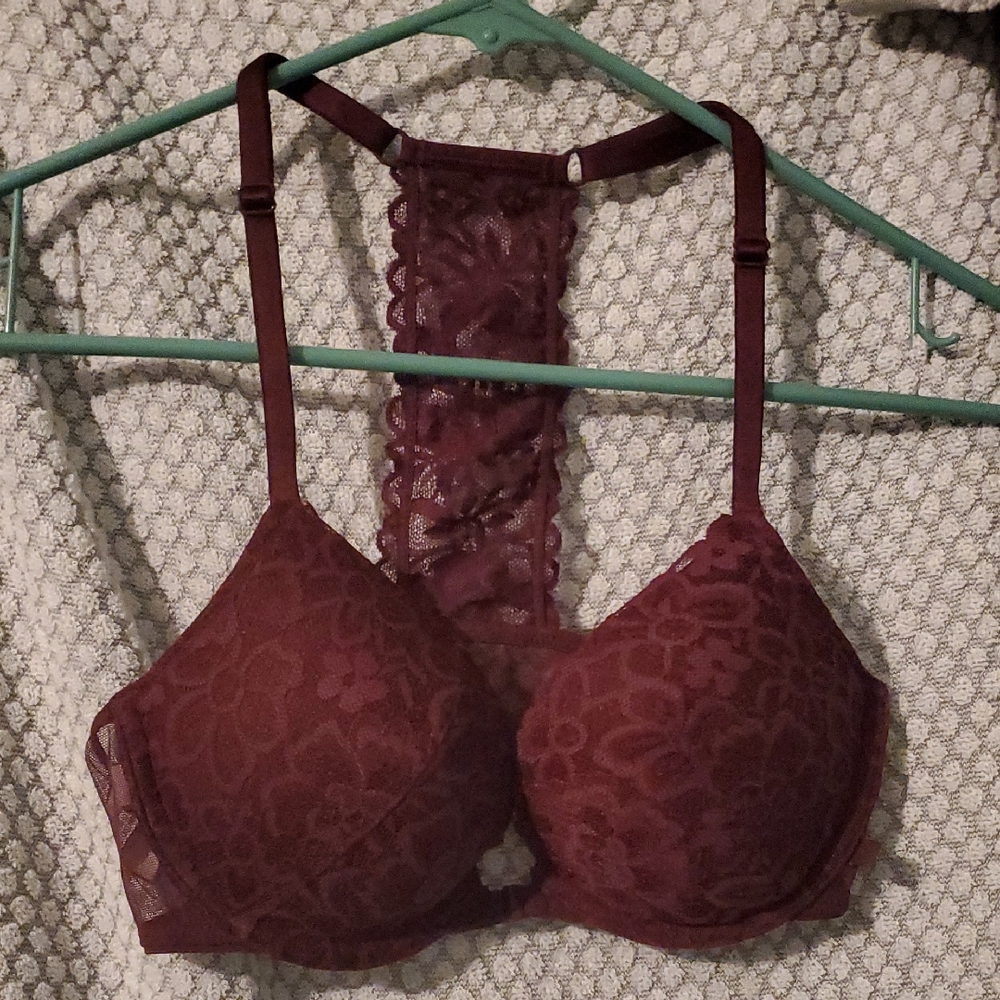 Victoria's Secret Lace Racerback Bra in Burgundy